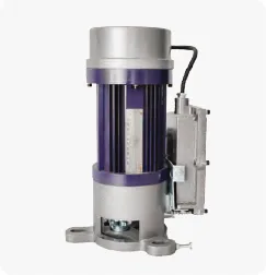 Explosion-proof motor with purple housing and side-mounted gearbox