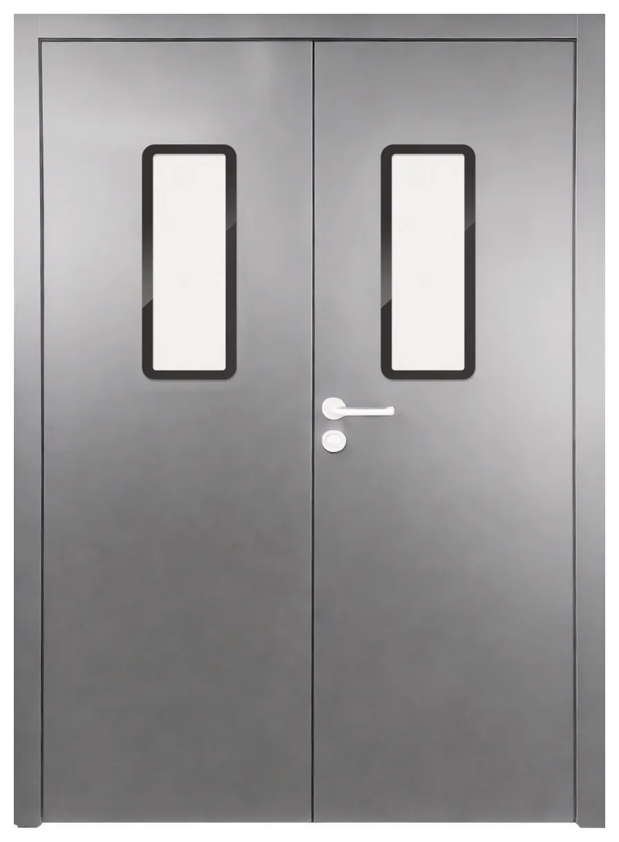 Double leaf with two narrow vision panels