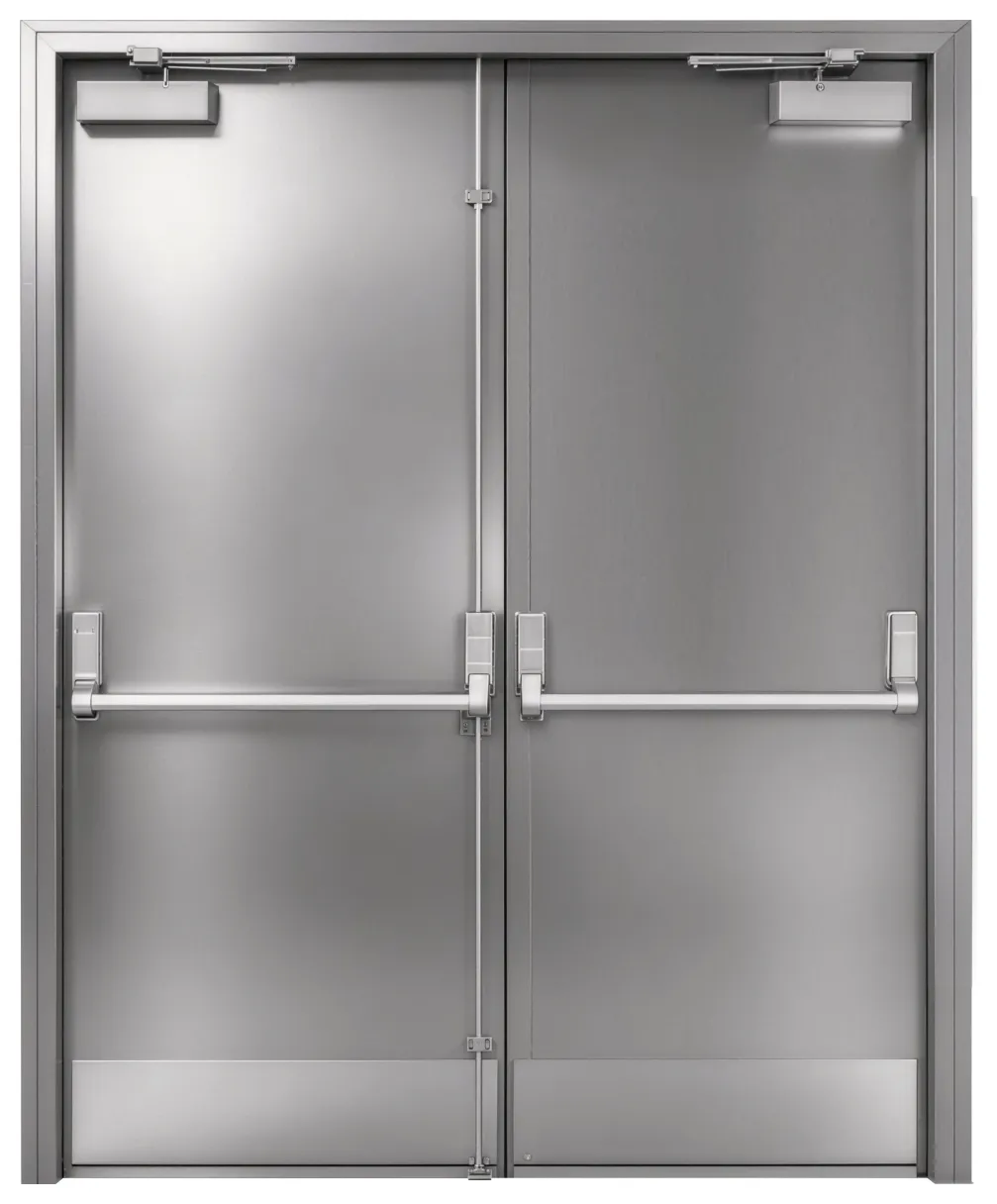 Double leaf with push bars and door closers