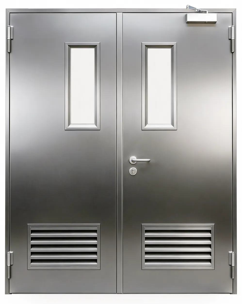 Double leaf with vision panels and louvers