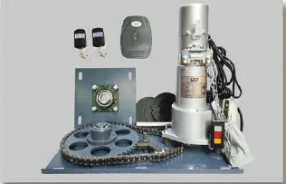 Roller shutter motor 1000-3P kit with mounting plate, chain wheel, remote controls and receiver