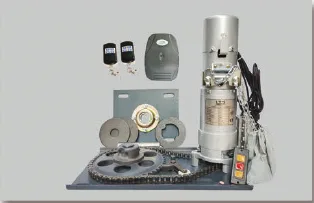 Roller shutter motor 300-1P kit with mounting plate, chain wheel, remote controls and receiver