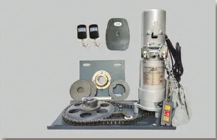 Roller shutter motor 600-1P kit with mounting plate, chain wheel, remote controls and receiver